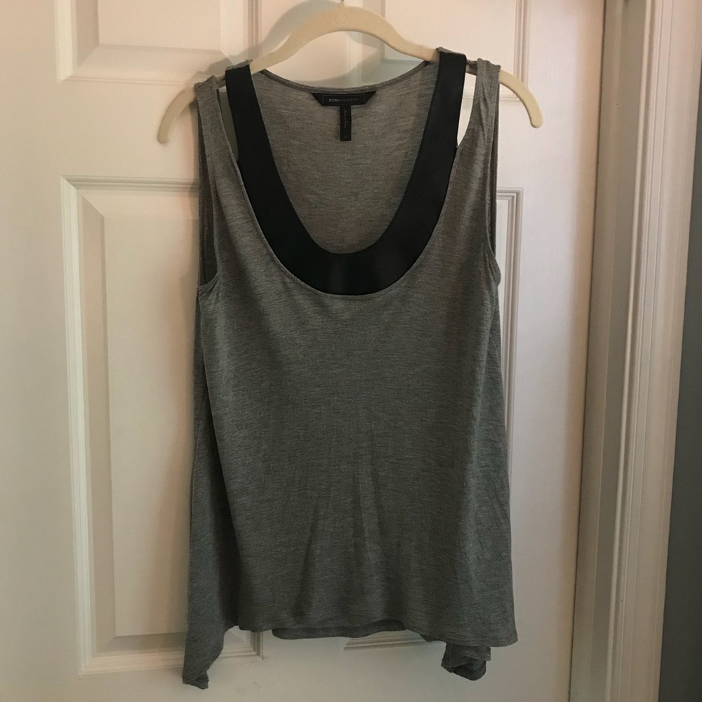 SALE!! BCBG knit top with leather trim